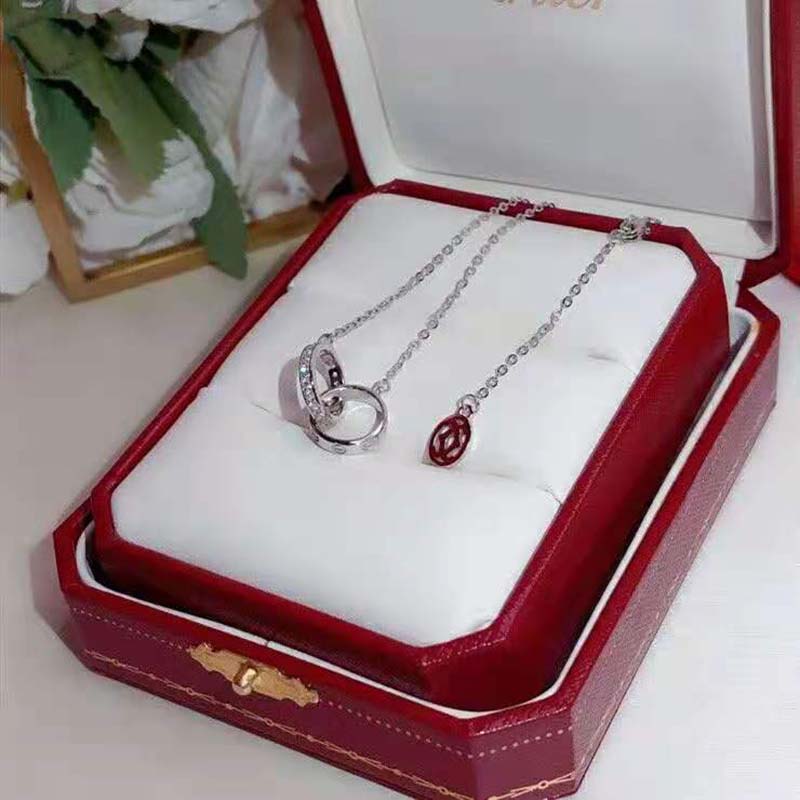 Cartier Women Love Necklace in White Gold with Diamonds-Silver (2)