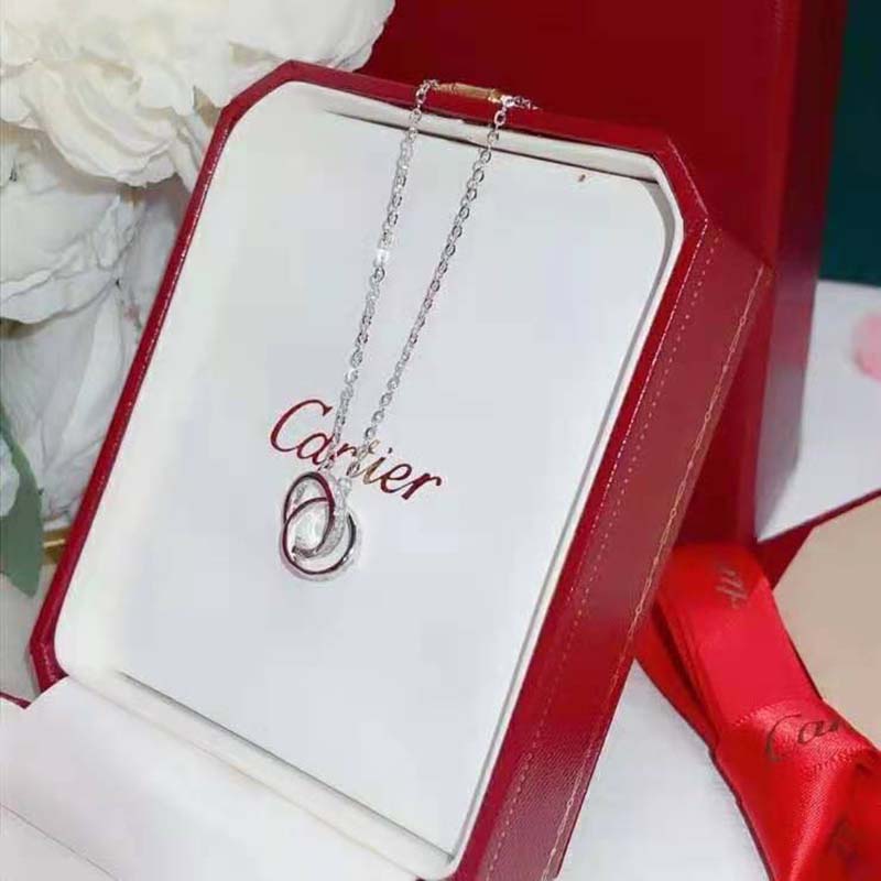 Cartier Women Love Necklace in White Gold with Diamonds-Silver (3)