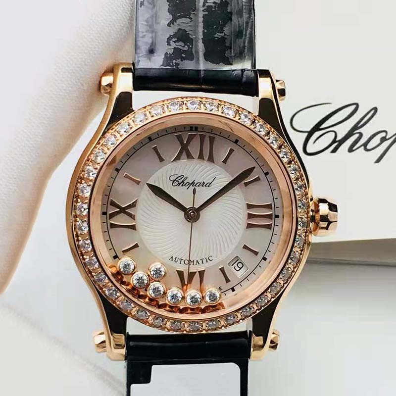 Chopard Women Happy Sport 36 mm Automatic in Rose Gold and Diamonds (4)
