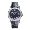 Chopard Women Happy Sport 36 mm Automatic in Stainless Steel and Diamonds-Navy