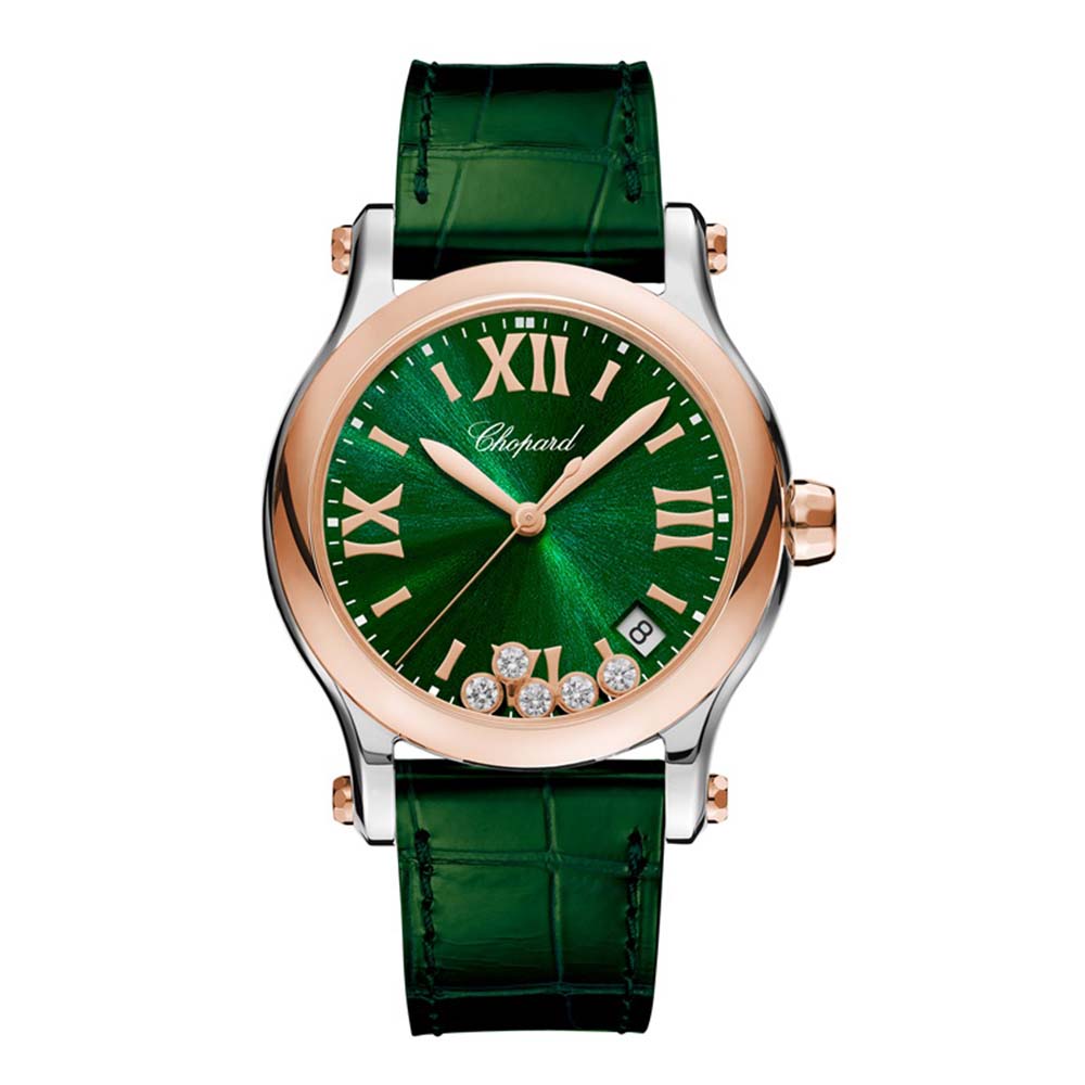 Chopard Women Happy Sport 36 mm Quartz in Rose Gold and Stainless Steel-Green (1)
