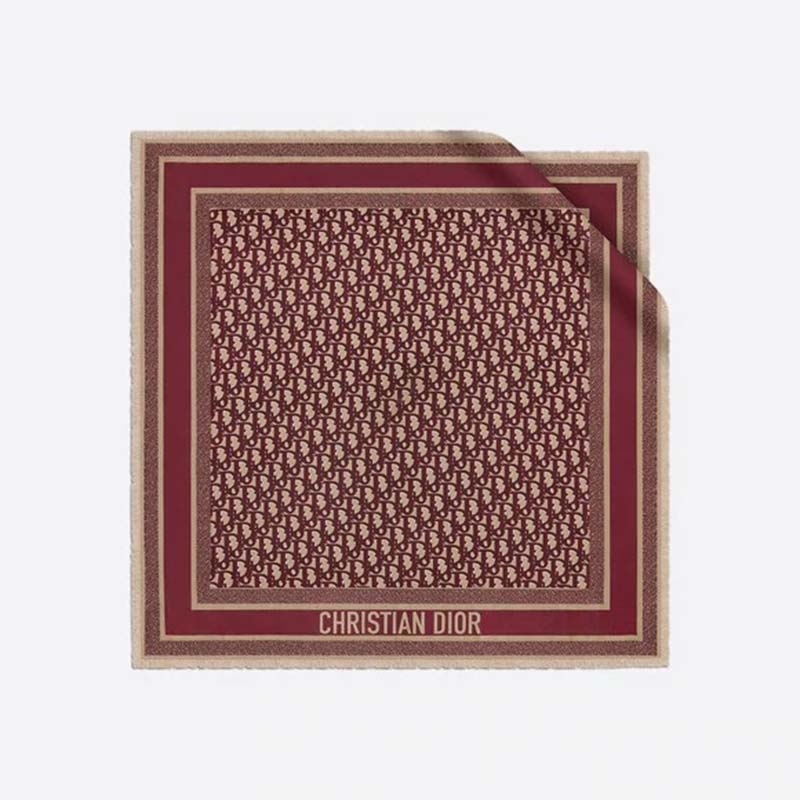 Dior Oblique Square Scarf in Silk Twill-Red (1)