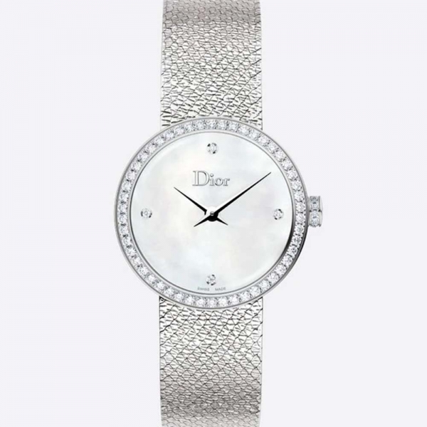 Женские часы Dior La D De Dior Satine 25 мм, кварцевый механизм, белый цвет