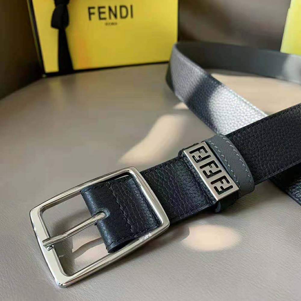 Fendi Men Belts Black Leather Belt (3)
