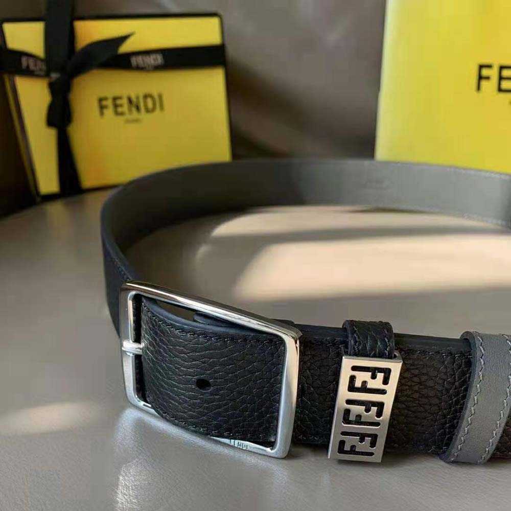 Fendi Men Belts Black Leather Belt (6)