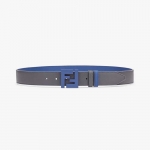 Fendi Men Belts Black Leather Belt-Blue