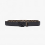 Fendi Men Belts Brown Leather and Fabric Belt