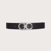 Ferragamo Men Reversible and Adjustable Gancini Belt-Black