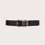 Ferragamo Men Reversible and Adjustable Gancini Belt-Black 4