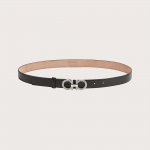 Ferragamo Women Adjustable Gancini Belt in Calfskin Leather-Black