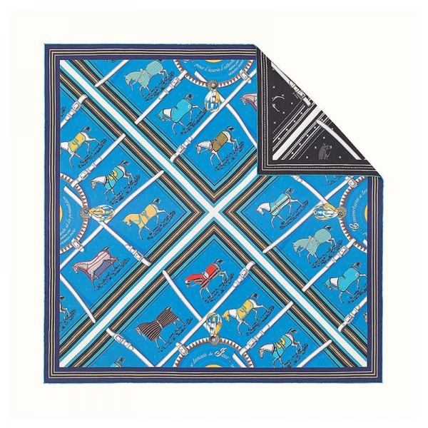 Hermes Women Couvertures Et Tenues De Jour Double Face Scarf 90-Blue (1)