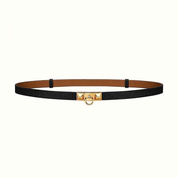 Cintura Hermes Rivale 18 da donna in vitello Epsom - Nero (1)