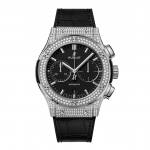 Hublot Men Classic Fusion Chronograph Titanium Pave 45 mm-Black