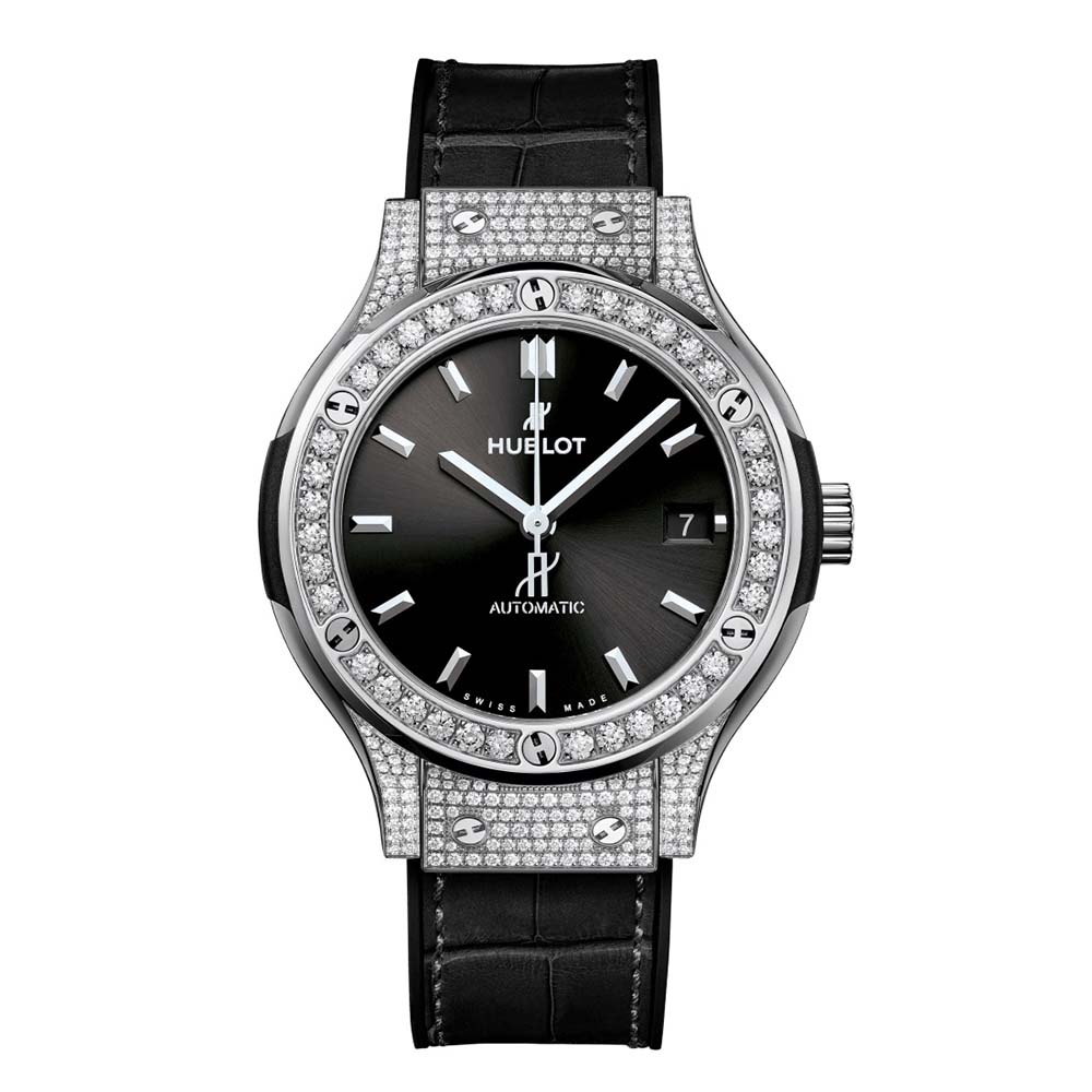 Hublot Women Classic Fusion Titanium Pave 38 mm-Black (1)