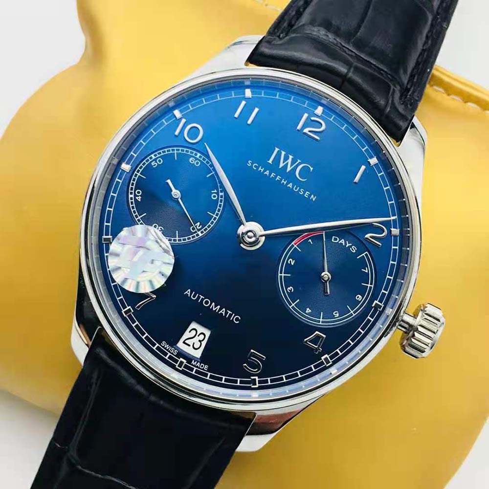 IWC Men Portugieser Automatic 42.3 mm in Stainless Steel-Blue (4)