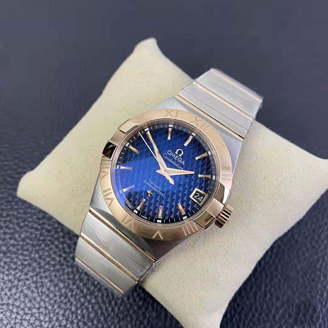 Omega Men Constellation Co‑Axial Chronometer 38 mm in Steel and Red Gold-Blue (3)