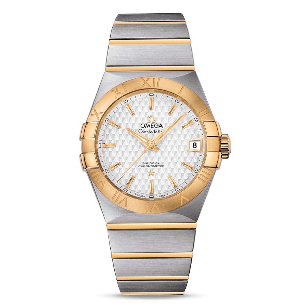 Omega Men Constellation Co‑Axial Chronometer 38 mm in Steel and Yellow Gold- Silver (1)