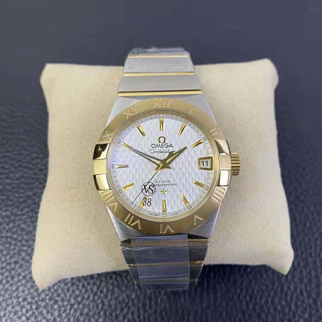 Omega Men Constellation Co‑Axial Chronometer 38 mm in Steel and Yellow Gold- Silver (2)