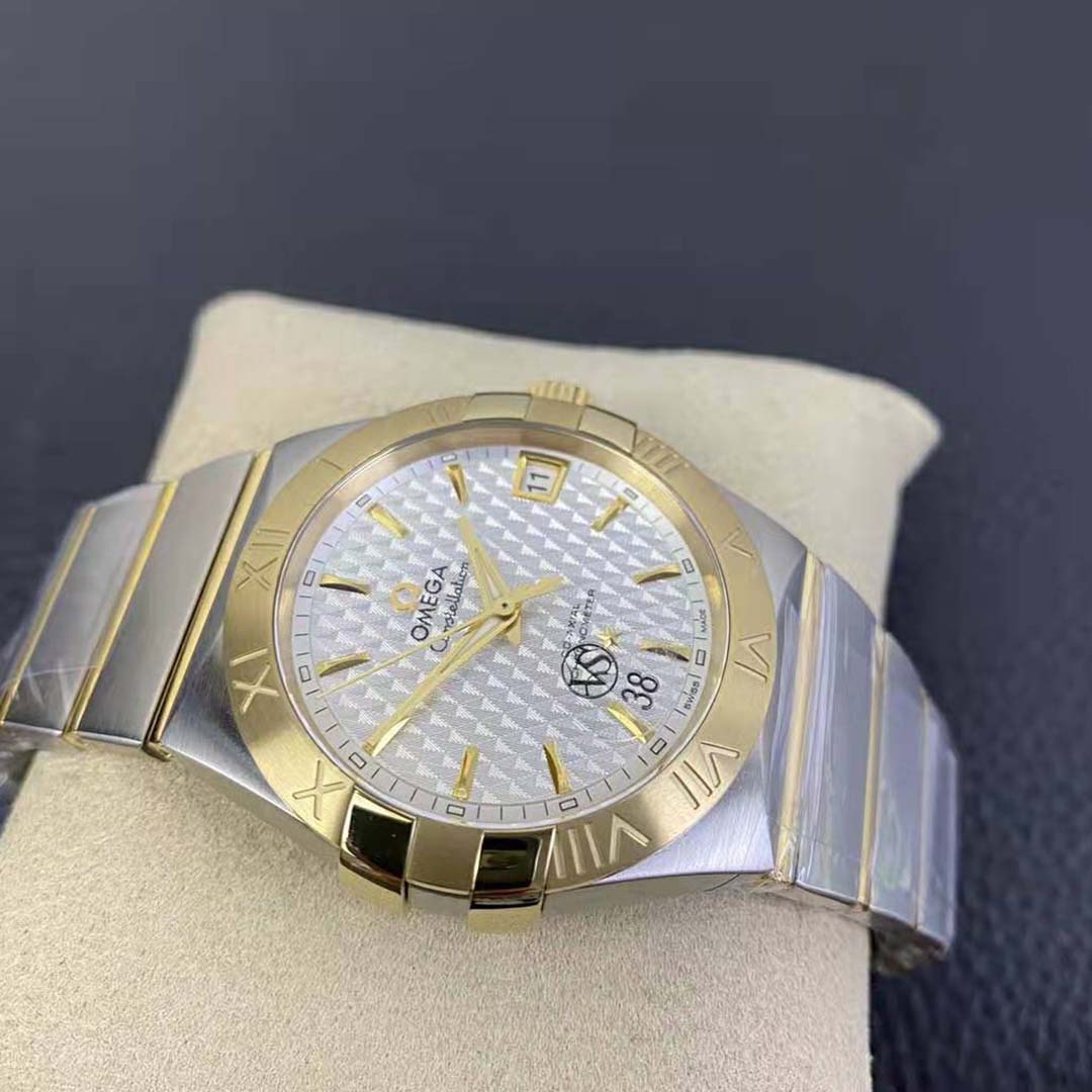 Omega Men Constellation Co‑Axial Chronometer 38 mm in Steel and Yellow Gold- Silver (4)