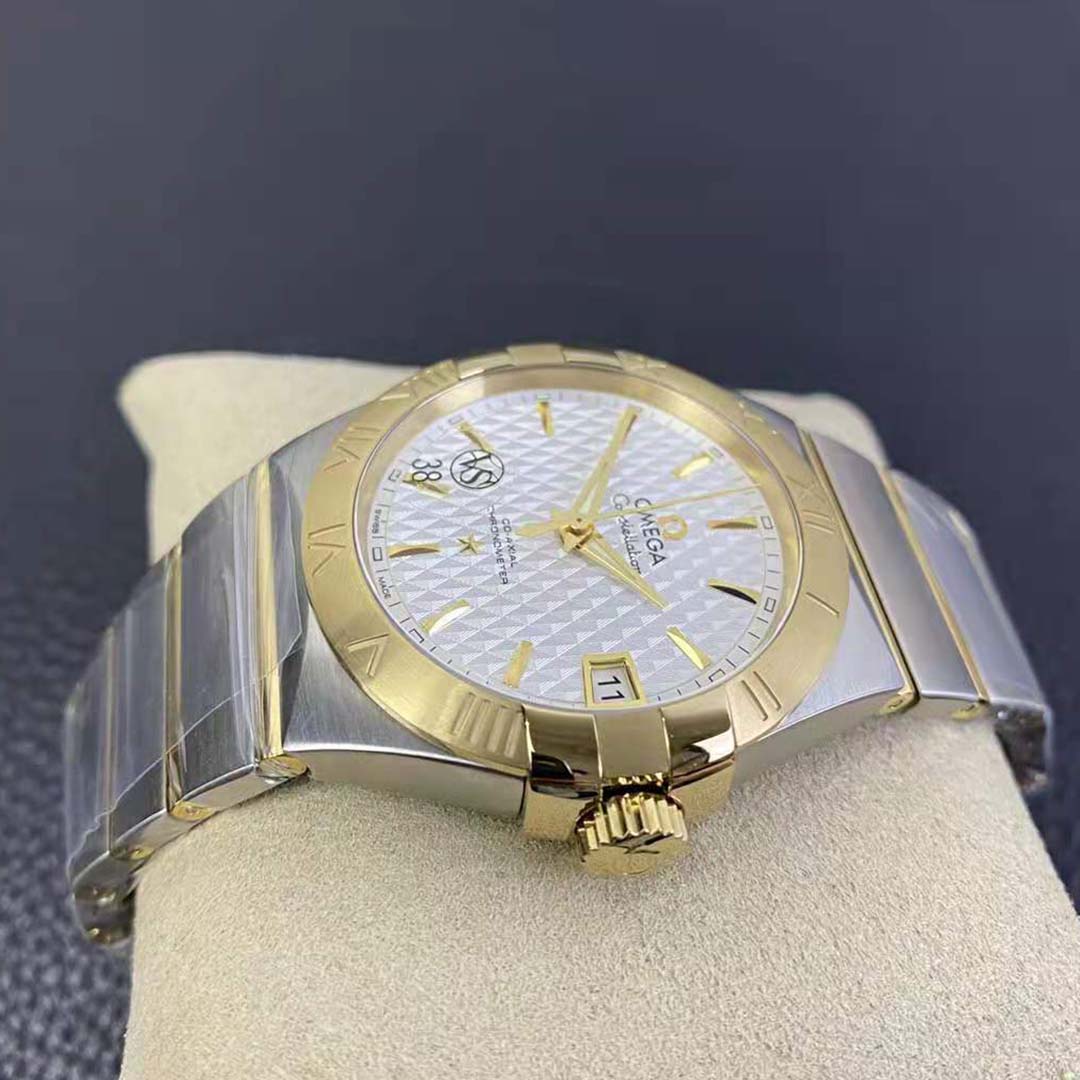 Omega Men Constellation Co‑Axial Chronometer 38 mm in Steel and Yellow Gold- Silver (5)