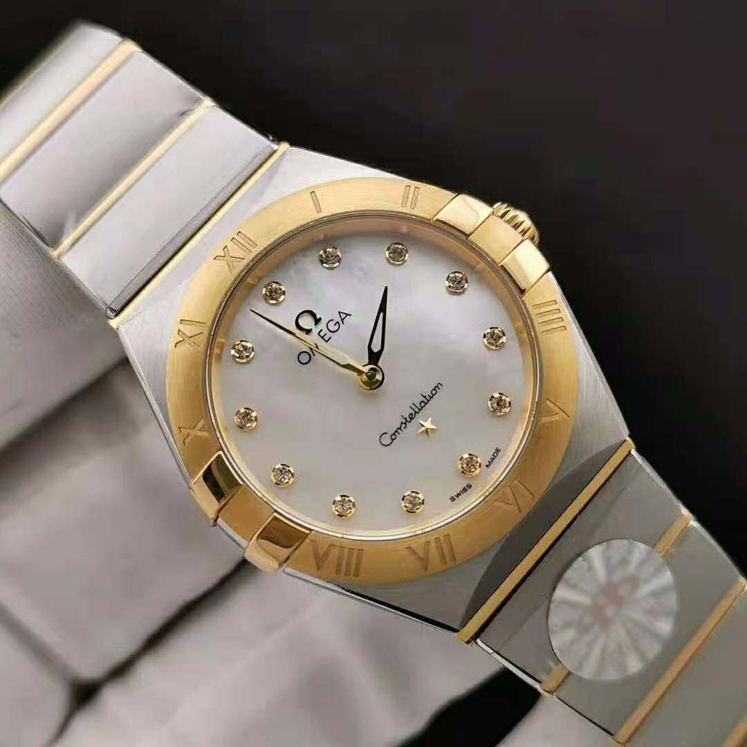 Omega Women Constellation Quartz 28 mm in Steel and Yellow Gold-White (4)