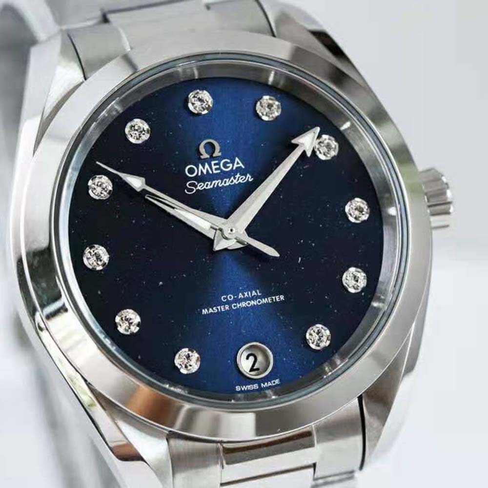 Omega Women Seamaster Aqua Terra 150M Co‑Axial Master Chronometer 34 mm in Steel-Blue 2 (4)