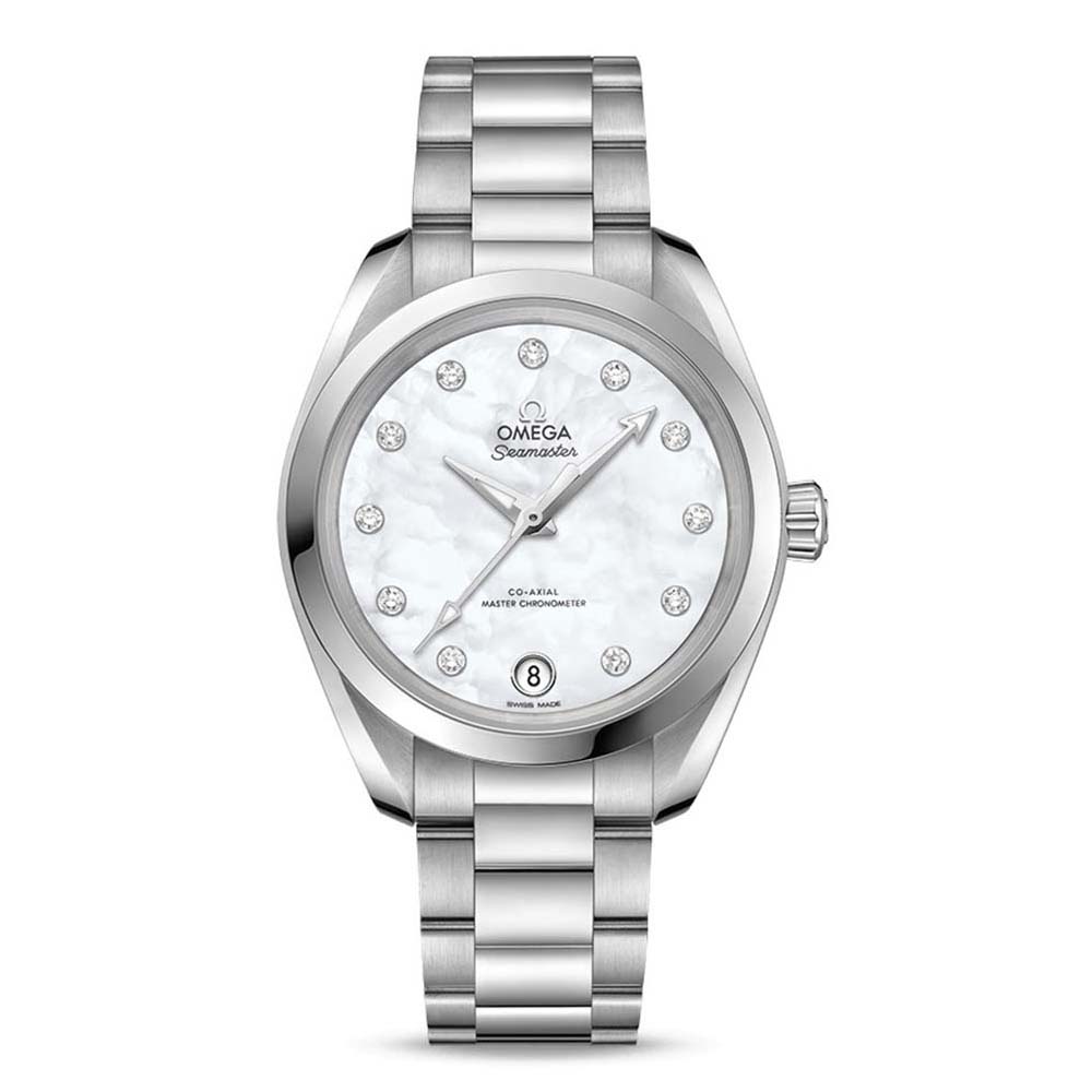 Omega Women Seamaster Aqua Terra 150M Co‑Axial Master Chronometer 34 mm in Steel-White (1)