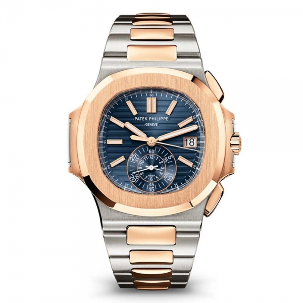 Patek Philippe Men Nautilus Self-winding 40.5 mm in Steel and Rose Gold-Blue