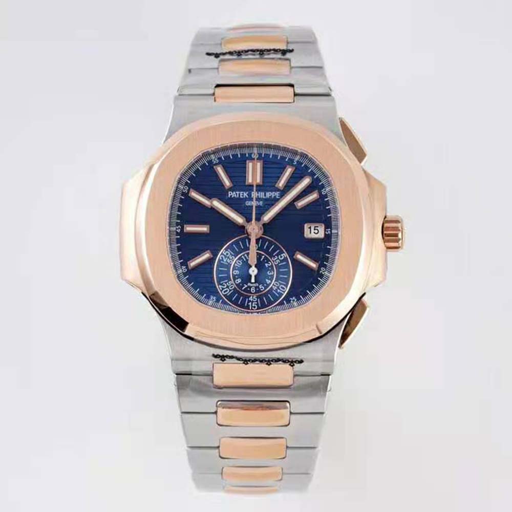 Patek Philippe Men Nautilus Self-winding 40.5 mm in Steel and Rose Gold-Blue (2)