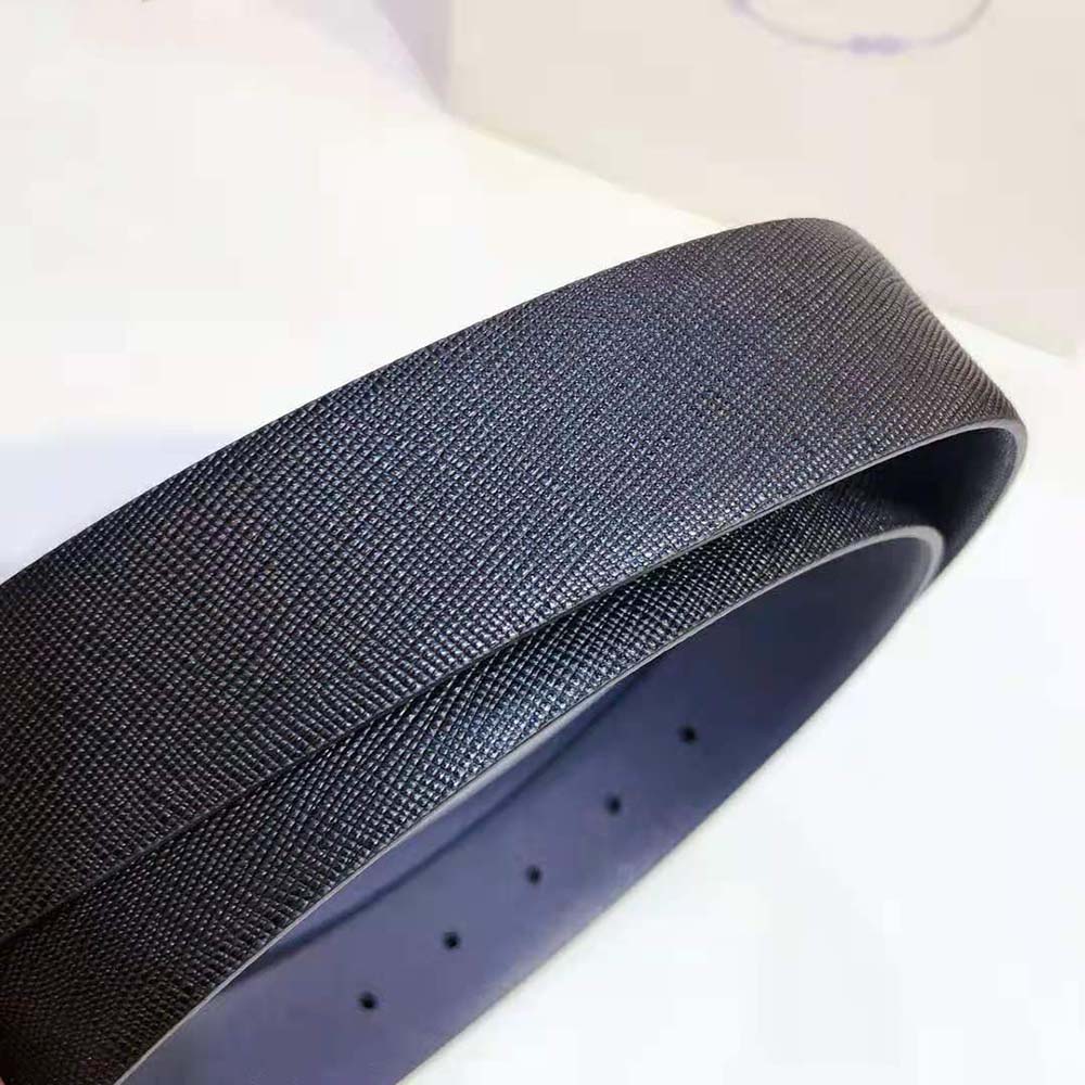 Prada Men Saffiano Leather Reversible Belt-Black (6)