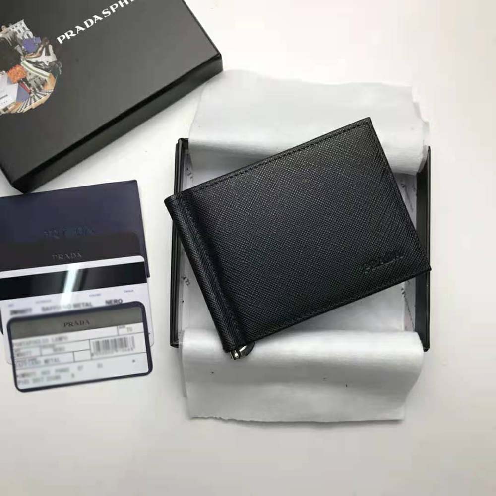 Prada Men Saffiano Leather Wallet-Black (3)