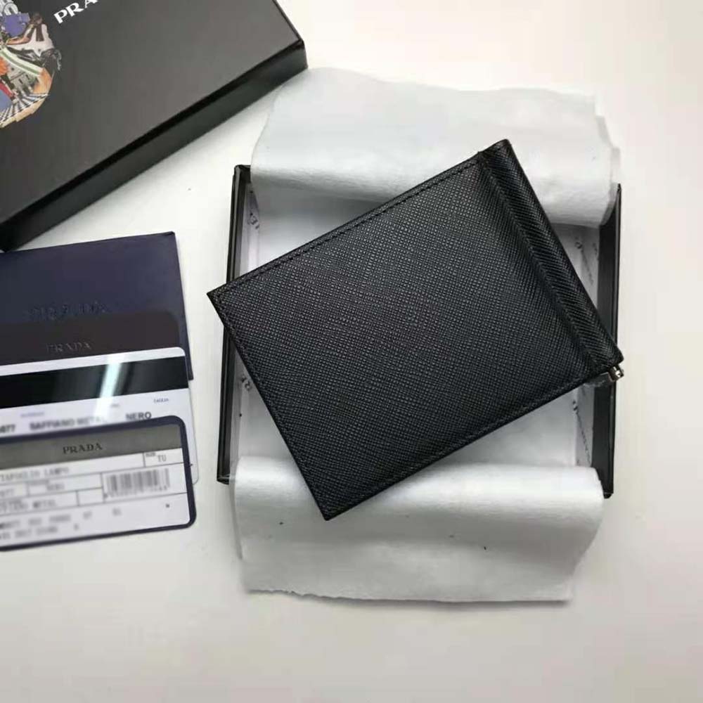 Prada Men Saffiano Leather Wallet-Black (4)