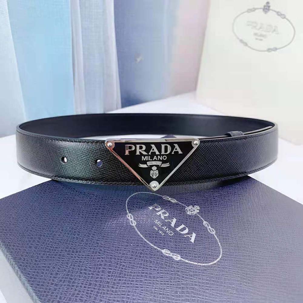 Prada Women Saffiano Leather Belt-Black (2)