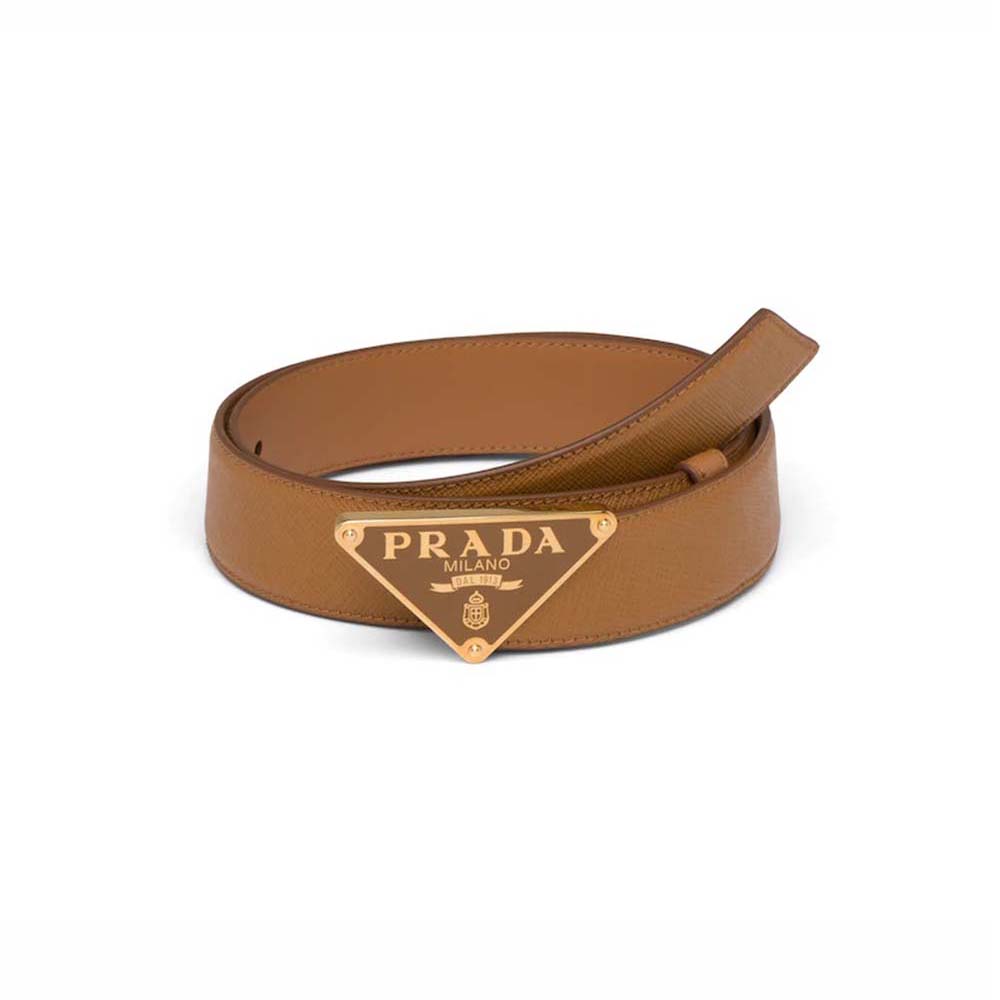 Prada Women Saffiano Leather Belt-Brown