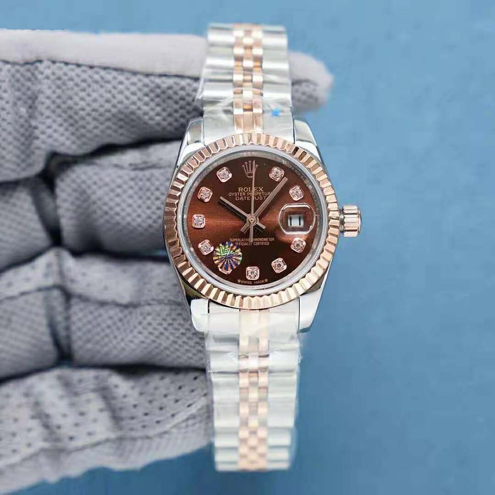 Rolex Lady-Datejust Classic Watches Oyster 28 mm in Oystersteel and Everose Gold-Brown (2)