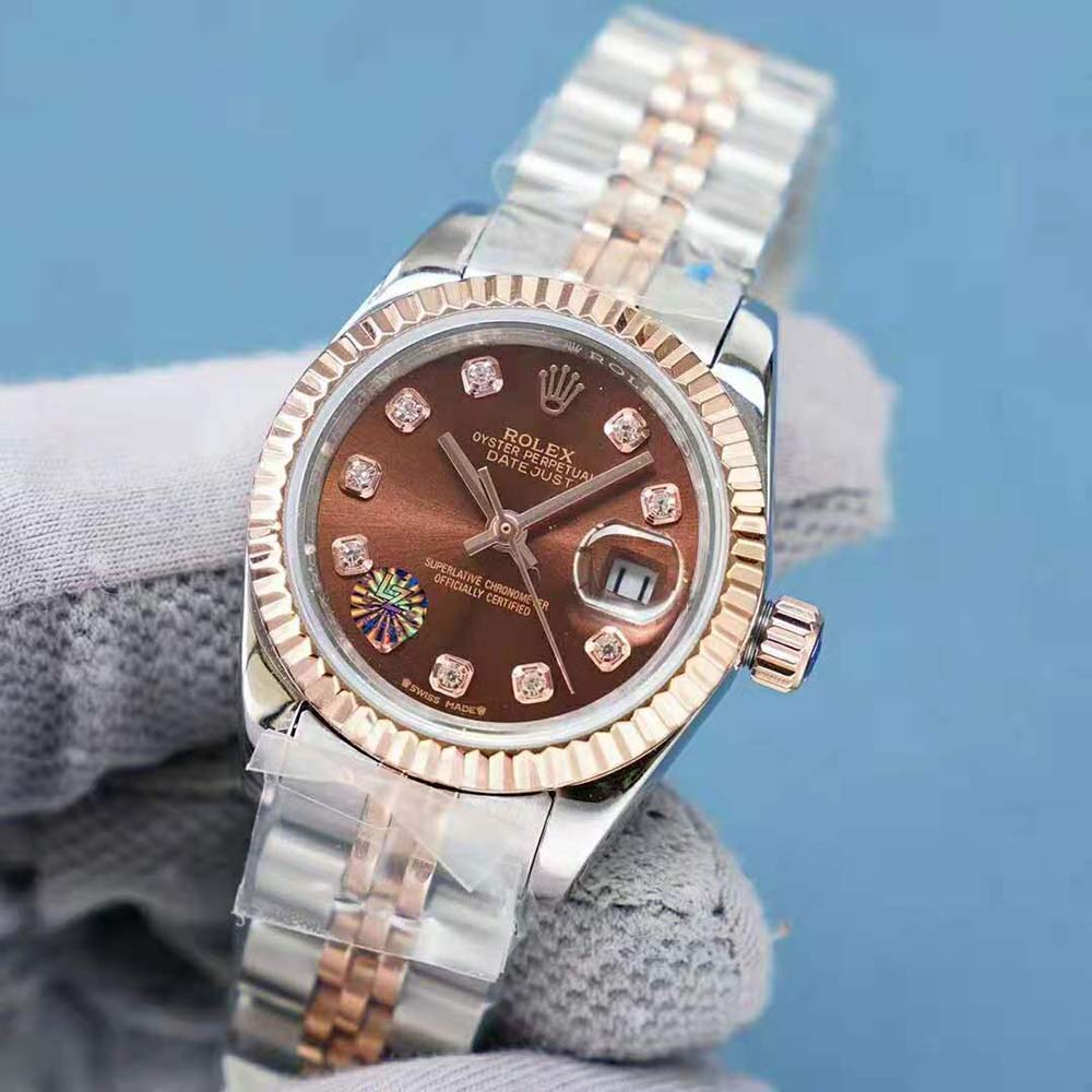 Rolex Lady-Datejust Classic Watches Oyster 28 mm in Oystersteel and Everose Gold-Brown (3)