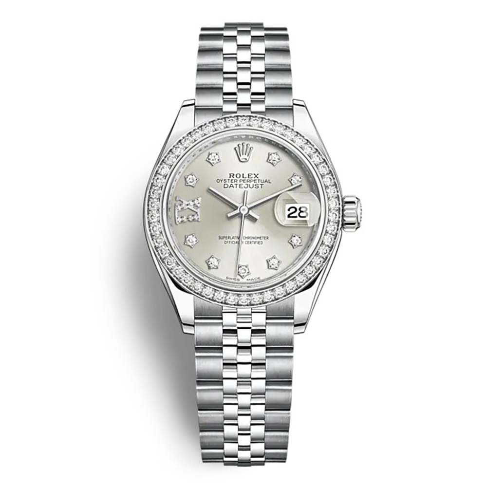 Rolex Lady-Datejust Classic Watches Oyster 28 mm in Oystersteel and White Gold-Silver (1)