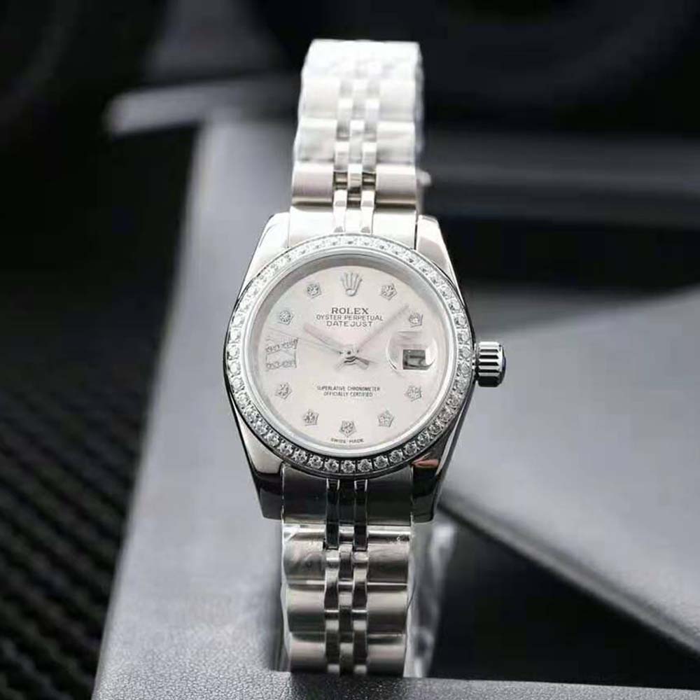 Rolex Lady-Datejust Classic Watches Oyster 28 mm in Oystersteel and White Gold-Silver (2)