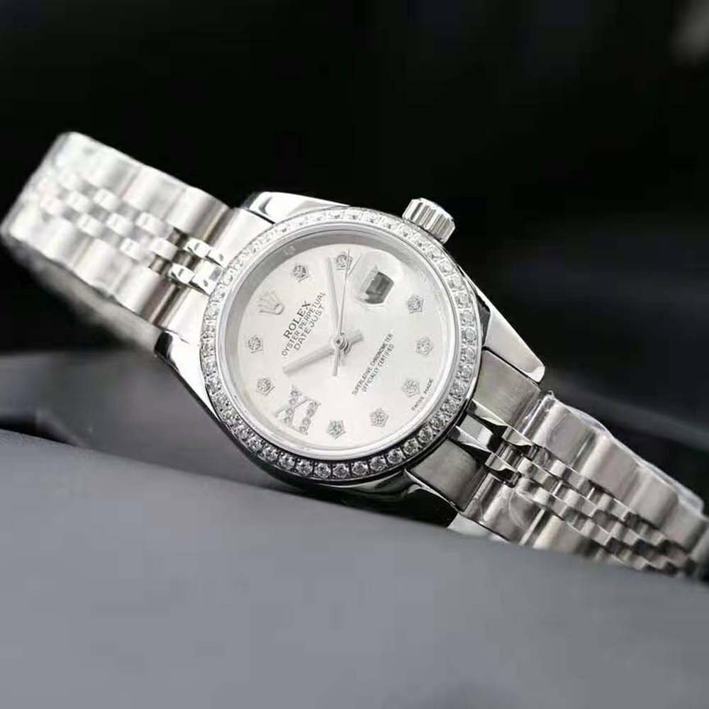 Rolex Lady-Datejust Classic Watches Oyster 28 mm in Oystersteel and White Gold-Silver (3)