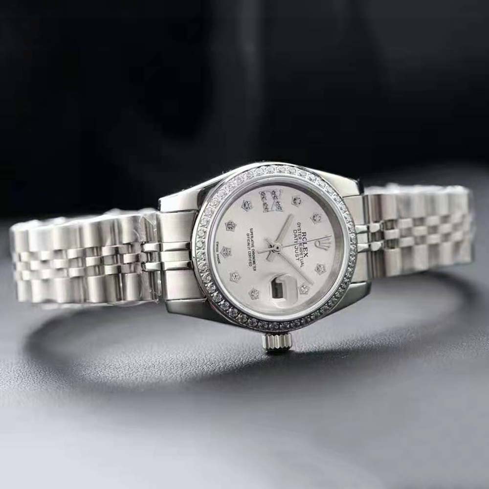 Rolex Lady-Datejust Classic Watches Oyster 28 mm in Oystersteel and White Gold-Silver (4)