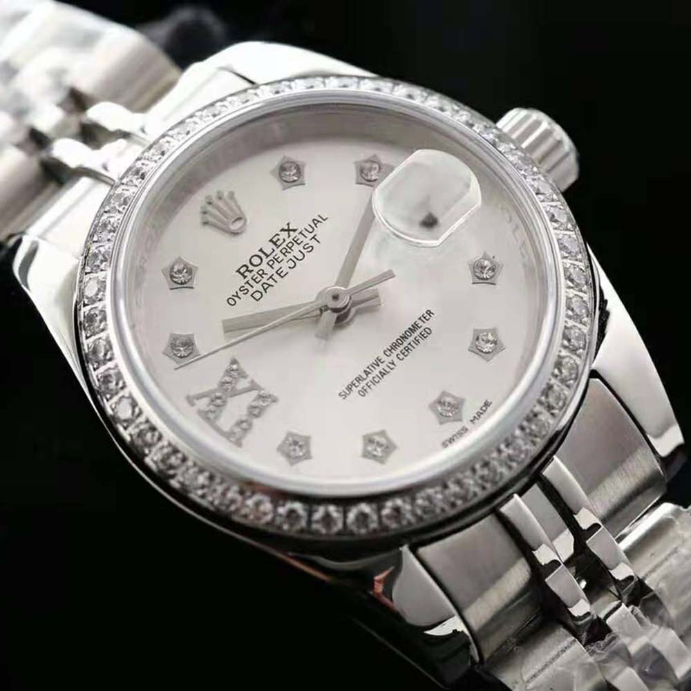 Rolex Lady-Datejust Classic Watches Oyster 28 mm in Oystersteel and White Gold-Silver (8)