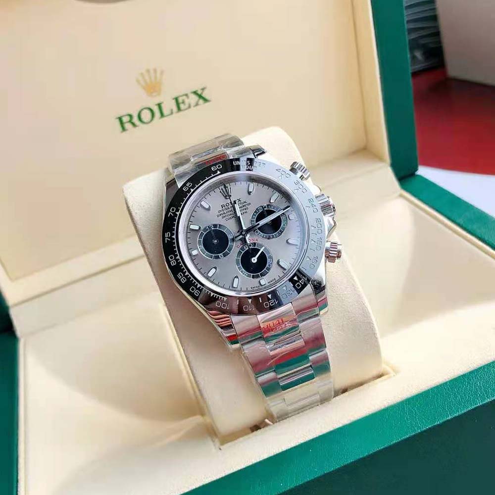 Rolex Men Cosmograph Daytona Professional Watches Oyster 40 mm in White Gold-Grey (2)