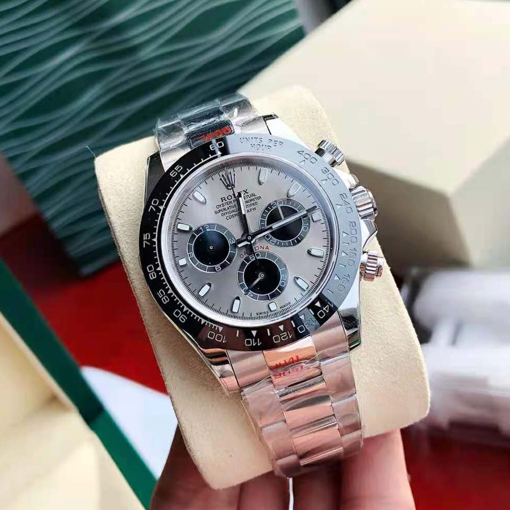 Rolex Men Cosmograph Daytona Professional Watches Oyster 40 mm in White Gold-Grey (3)
