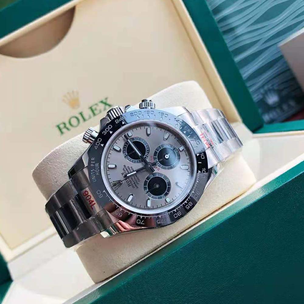Rolex Men Cosmograph Daytona Professional Watches Oyster 40 mm in White Gold-Grey (4)