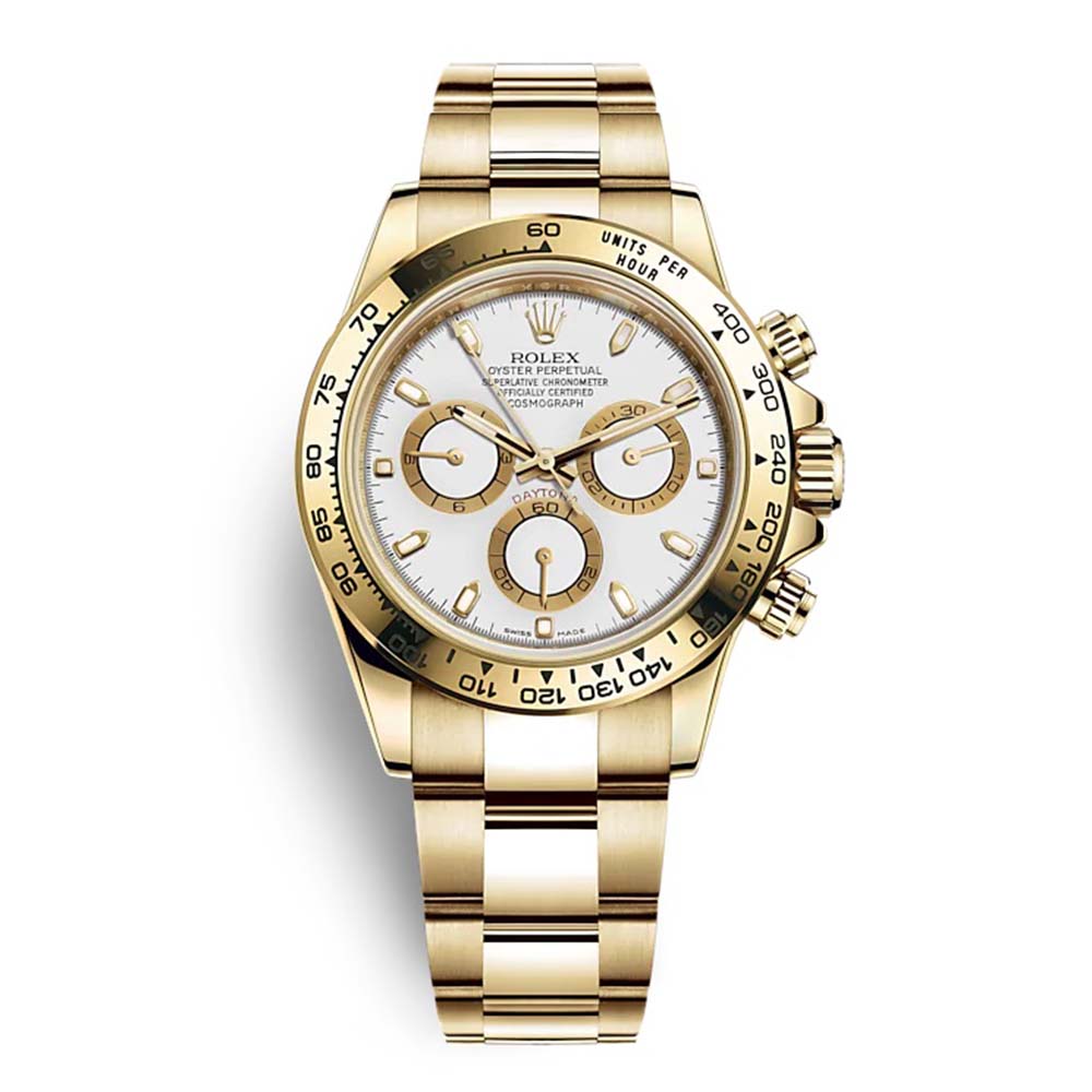 Rolex Men Cosmograph Daytona Professional Watches Oyster 40 mm in Yellow Gold-White