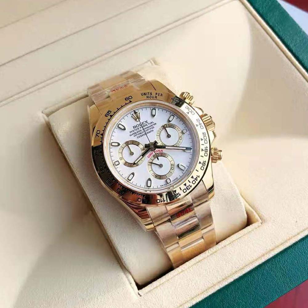 Rolex Men Cosmograph Daytona Professional Watches Oyster 40 mm in Yellow Gold-White (2)