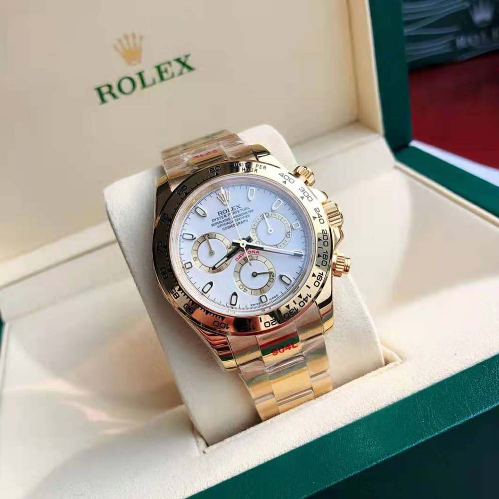 Rolex Men Cosmograph Daytona Professional Watches Oyster 40 mm in Yellow Gold-White (3)
