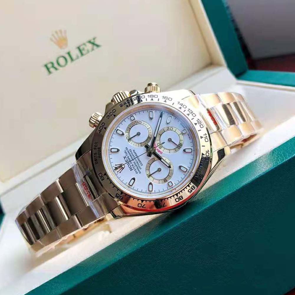 Rolex Men Cosmograph Daytona Professional Watches Oyster 40 mm in Yellow Gold-White (5)