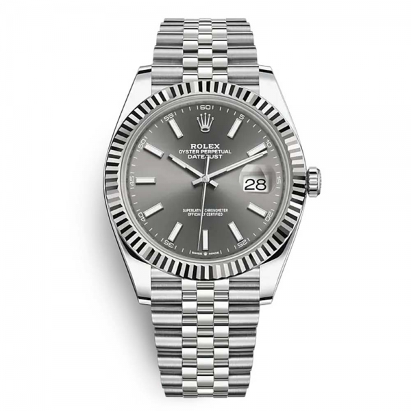 Rolex Men Datejust Classic Watches Oyster 41 mm in Oystersteel and White Gold-Grey