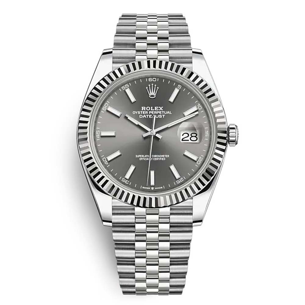 Rolex Men Datejust Classic Watches Oyster 41 mm in Oystersteel and White Gold-Grey (1)